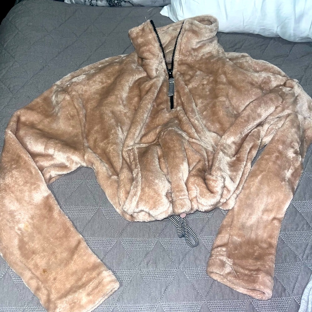 Tan fuzzy warm sweater! Great condition!